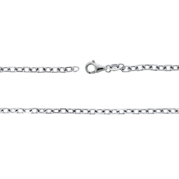 3mm Cable Rolo Link Chain Necklace 14k White Gold - Picture 2 of 3